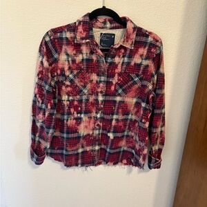 Red and Blue Plaid Button-Up Shirt